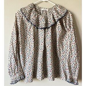 DOEN Seychelle Top in Wild Bayberry Bloom Print M